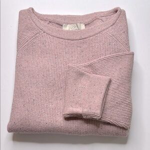LOFT Maternity Pink Crewneck Sweater Ribbed Knit
